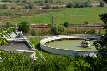 Aerial View of a Water Treatment Plant in a Rural Area