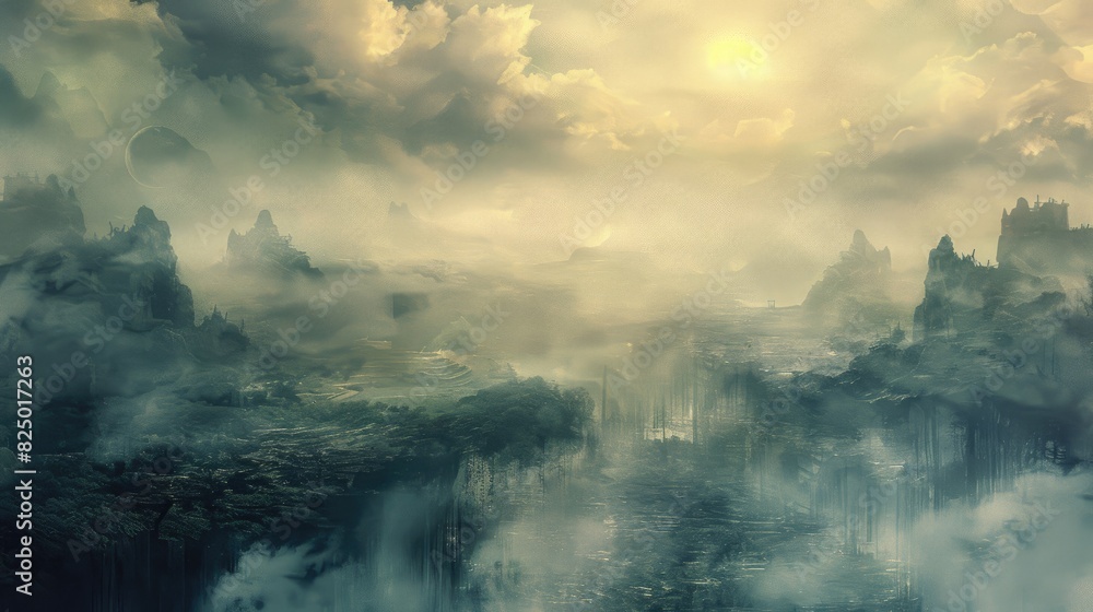 Poster the hazy image artistic creation