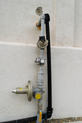 Exterior Gas Meter Installed on Concrete Wall