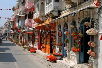 Colorful Street Lined With Diverse Buildings