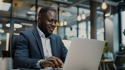 Fototapeta premium Determined Businessman in Sleek Office Setting