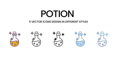 Potion icons vector set stock illustration.