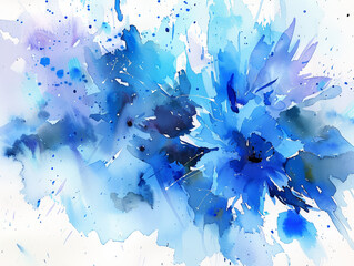 Beautiful abstract blue background watercolor background with splashes. Generative AI