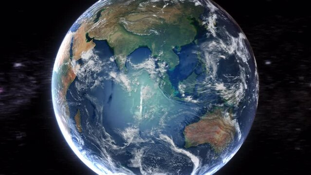 Realistic Earth From Space Zoom In Clouds Rwanda