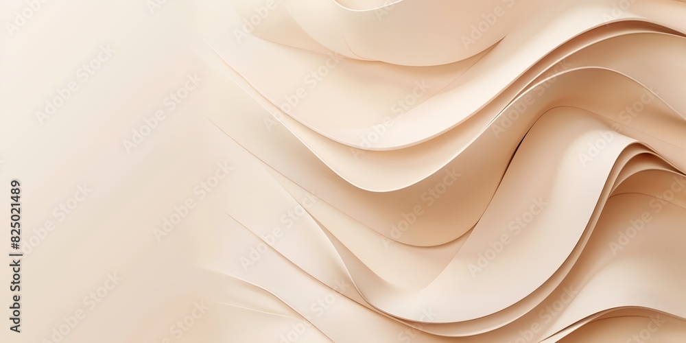 Poster beige background with pattern of wavy shapes and a soft light color scheme