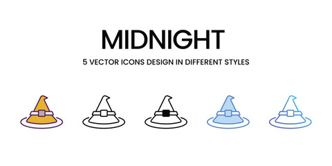 Midnight icons vector set stock illustration.