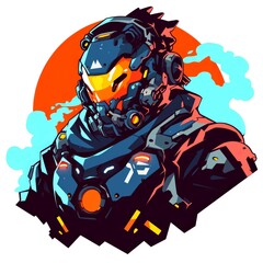 illustration art soldier of robot