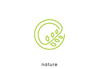 Obraz premium wheat field circle logo. creative agriculture symbol vector design