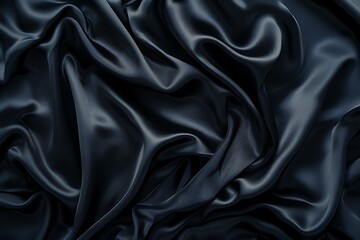 Fototapeta premium Elegant Black Pure Silk Fabric - Beautifully Draped and Luxurious Silk Texture
