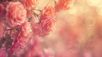 A soft pastel background with delicate roses, creating an elegant and romantic atmosphere for Valentine's Day or special events. Pastels and roses create a romantic border.