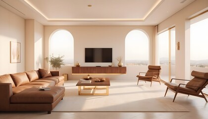 white and gold theme interior modern minimalism photo realism