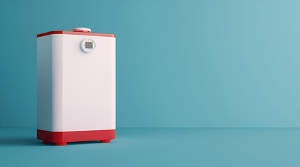 Home gas boiler water heater isolated on blue background, generative ai