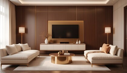 white and gold theme interior modern minimalism photo realism