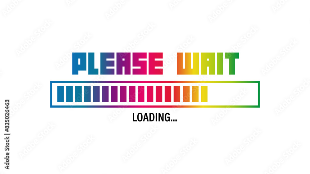 Poster colorful loading icon isolated on blue background. progress bar icon.