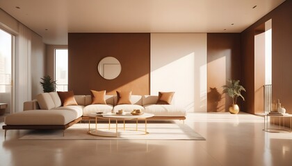 white and gold theme interior modern minimalism photo realism