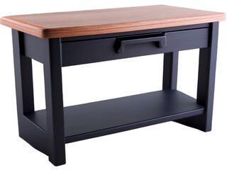 small black work table with drawer, isolated, transparent