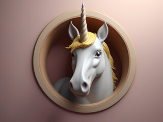unicorn looking through a hole in the wall