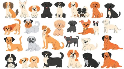 lots of cute puppies, different, for stickers. Generated by AI