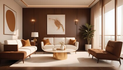 white and gold theme interior modern minimalism photo realism