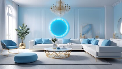 white and gold theme interior modern minimalism photo realism