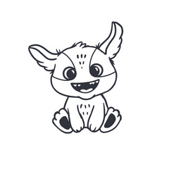 Fototapeta premium cute monster isolated on white background for coloring pages, magazines. Alien, cartoon character. Sketch, doodle. 