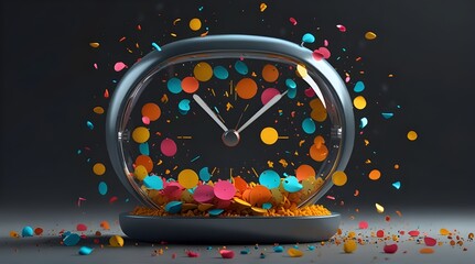 3D render Minimal Alarm clock with colorful floating.generative.ai