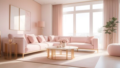 Fototapeta premium white and gold theme interior modern minimalism photo realism