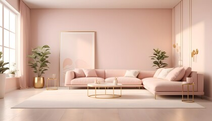 white and gold theme interior modern minimalism photo realism
