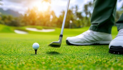 Intense focus  golfer s eyes aligning putt on green   summer olympics sports visualization