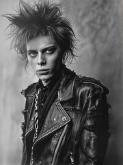 b&w portrait of a punk from the early 80&acute;s .