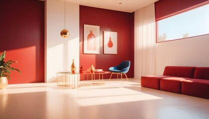 white and gold theme interior modern minimalism photo realism