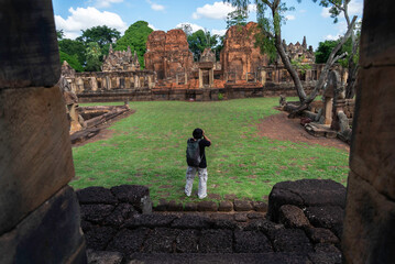 Prasat Muang Tam historical park is Castle Rock old Architecture about a thousand years ago at...