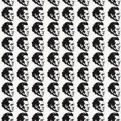 Monochrome pattern of male faces with distinct features