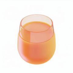 A glass of whiskey in 3D style on a white background