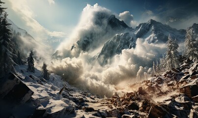 Cloud-Covered Snowy Mountain Peak