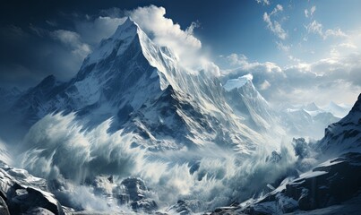Mountain Painting With Clouds