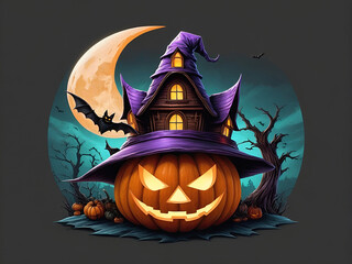 Halloween jack o lanterns on various creepy background