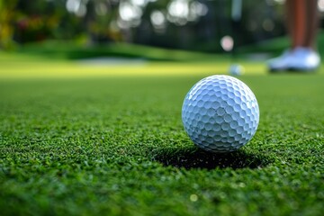 Obraz premium Golf Ball on Green Field