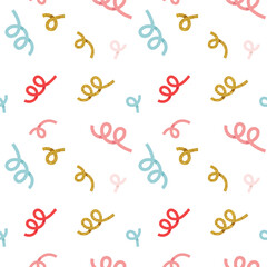 Colorful Birthday Confetti seamless pattern in simple style. Vector illustration