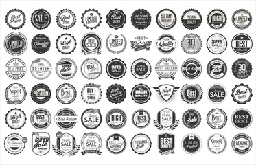 Retro vintage badges and labels collection vector illustration