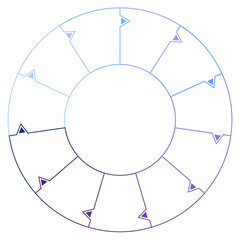 Blue tone circle infographic with 11 steps, process or options.