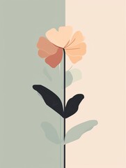 Minimalist Floral Illustration in Earth Tones