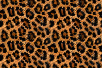 Seamless leopard print pattern with realistic fur texture, ideal for fashion and textiles