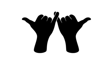 Pinky finger promise, black isolated silhouette