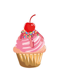 cupcake with cream and cherry