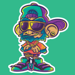 Monkey vector, vibe, street art, vector illustration, label vector.eps