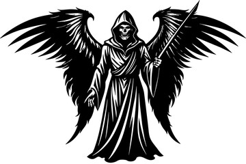 Fototapeta na wymiar Angel Death vector silhouette illustration