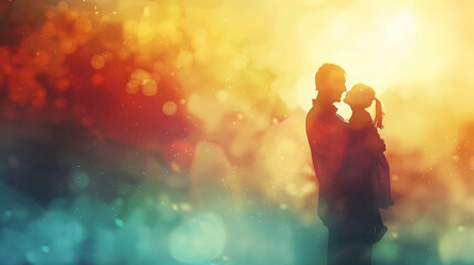 Glossy Dad and Child Affection: Digital Art Capturing Love and Care in Relationship   Photo Realistic Stock Concept