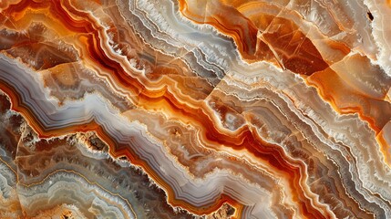 Obraz premium Detailed view of a polished brown agate stone, highlighting its distinctive layered patterns