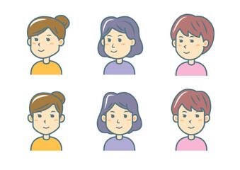 微笑む女性のイラストセット